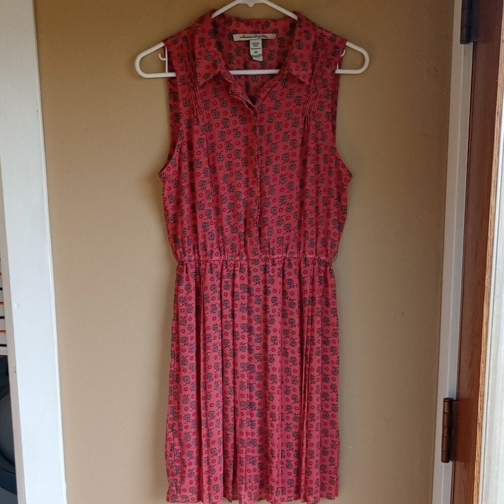 American Rag Button Front Blouse Dress According Skirt Sheer Size M